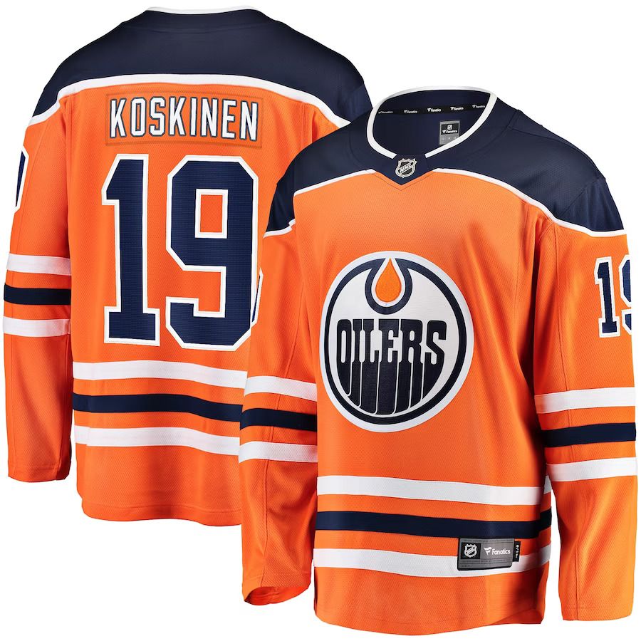 Men Edmonton Oilers 19 Mikko Koskinen Fanatics Branded Orange Breakaway Team Color Player NHL Jersey